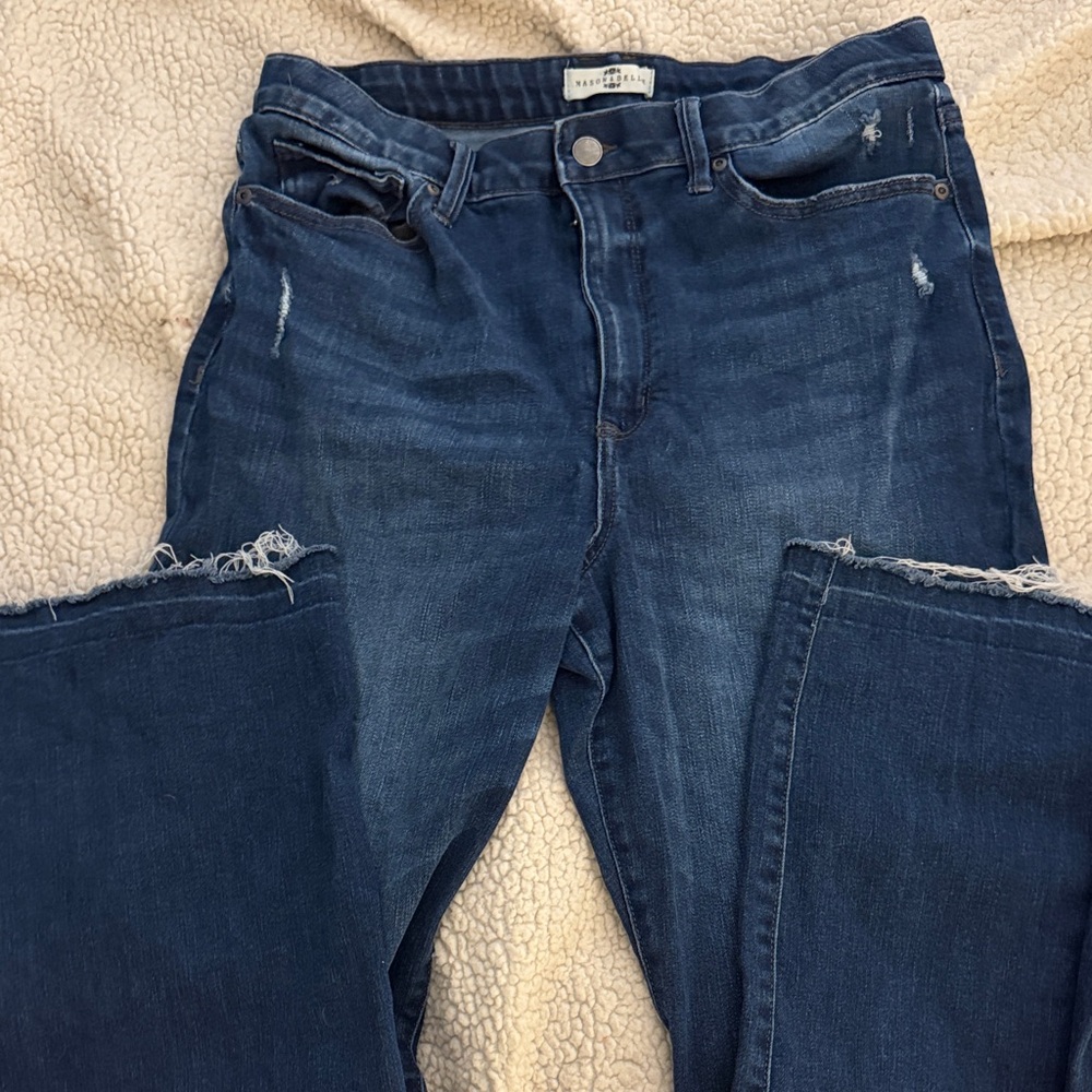 Navy Blue Straight Leg Jeans